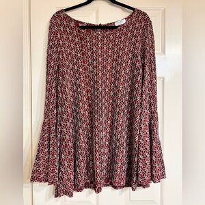 Red and White Patterned Flared Top